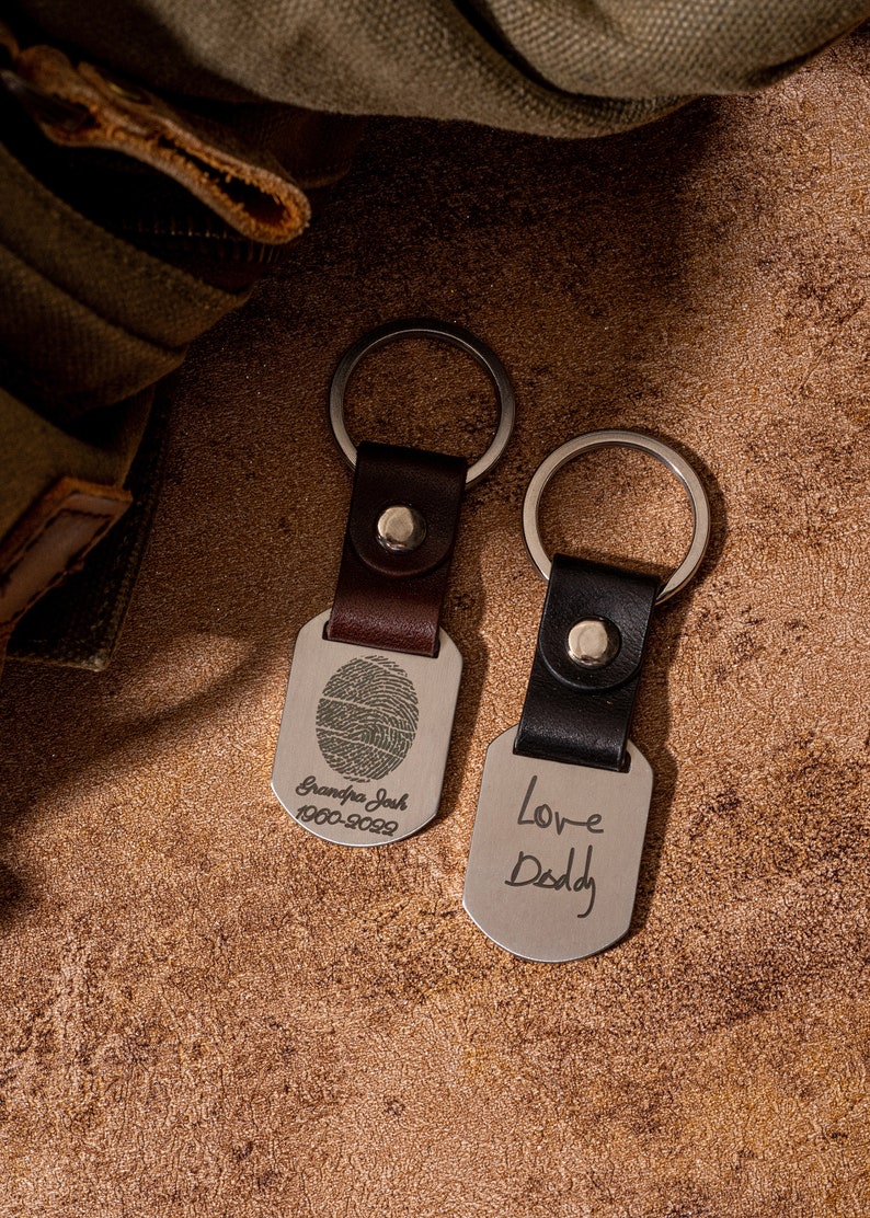 Personalized Fingerprint Dog Tag Keychain Custom Keychain for Etsy