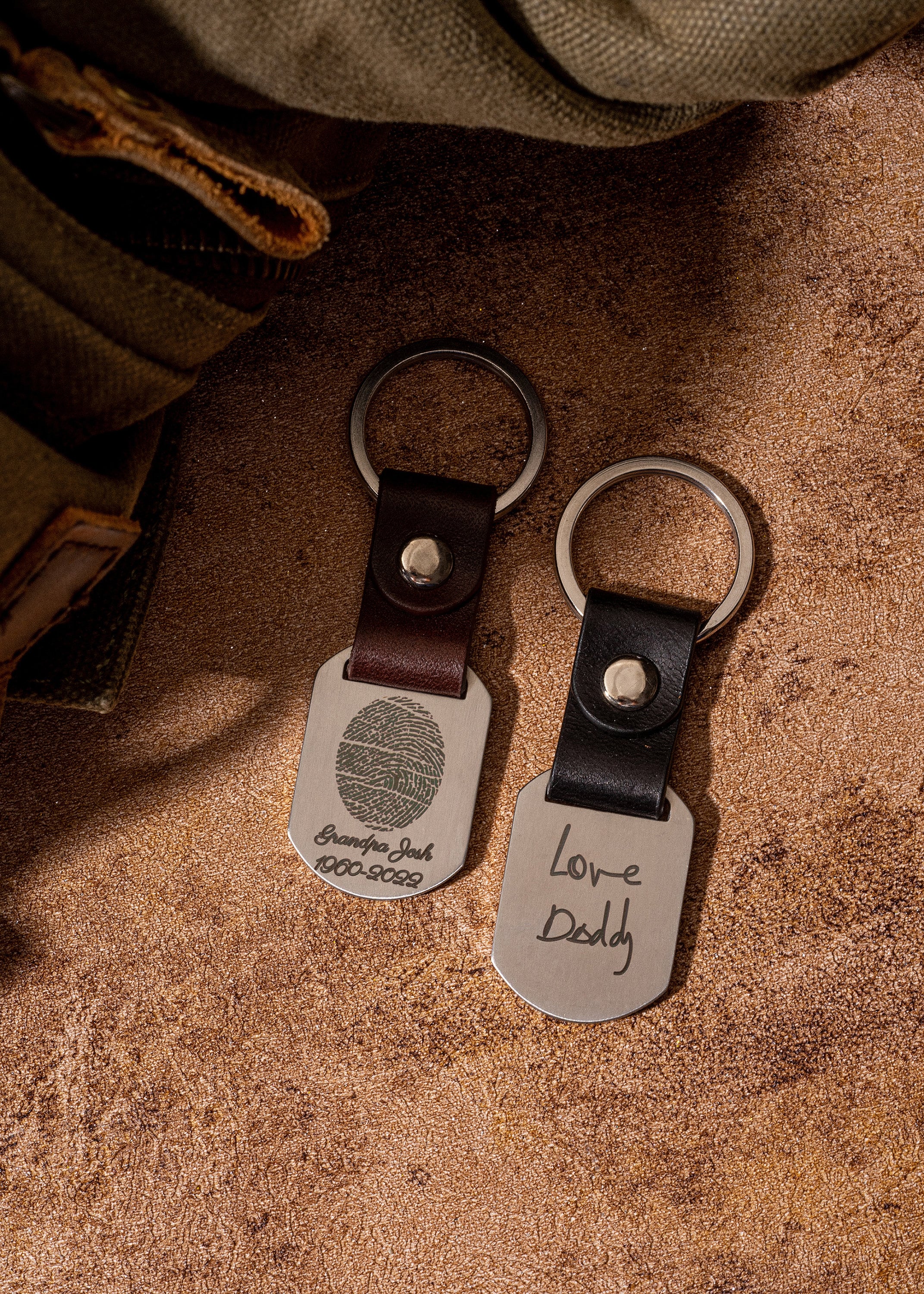 Personalized Fingerprint Dog Tag Keychain by TSK Silver | Custom Handwriting keychain | Personalized Gift for Dad/ Husband | Valentine Gifts
