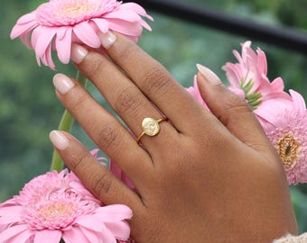 Custom Oval Dog Paw - Nose Print Ring - Pet Ears Jewelries | Memorial Jewelry
