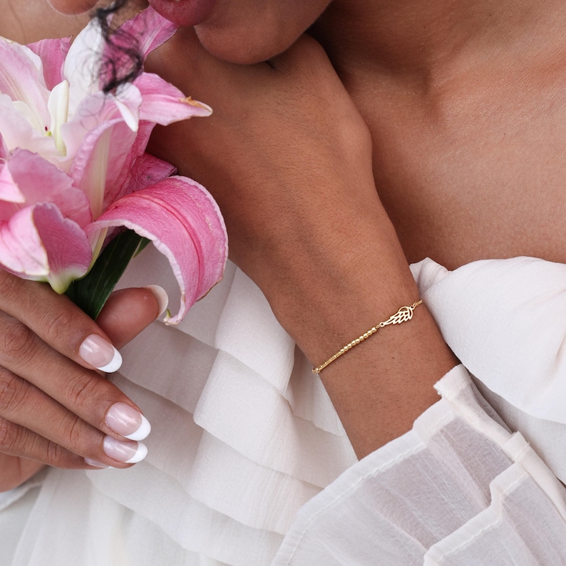 Pulsera con código Morse y dije de ala de ángel / Joyería con mensaje oculto personalizado / Regalos para el Día de la Madre imagen 8