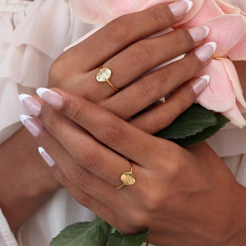 Family Florals Ring | Multiple Birth Flower Jewelry | Mother's Day Giftss | Christmas Gifts image 8