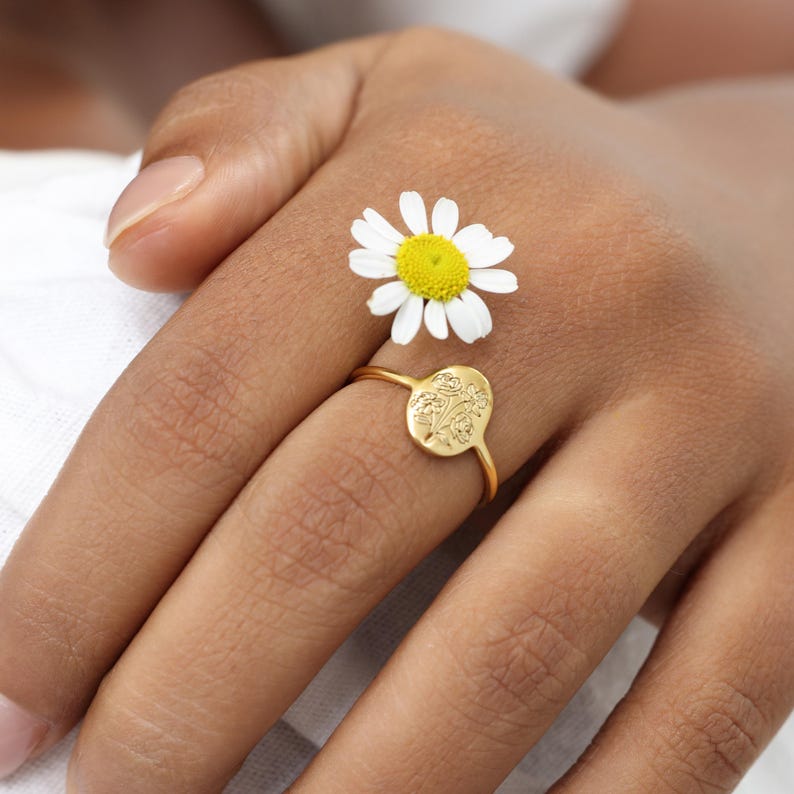 Family Florals Ring | Multiple Birth Flower Jewelry | Mother's Day Giftss | Christmas Gifts image 6