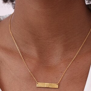 Horizontal Bar Fingerprint Necklace | Thumbprint/ Handwriting Necklaces TSK Silver | Mother's Day - Christmas Gifts image 7