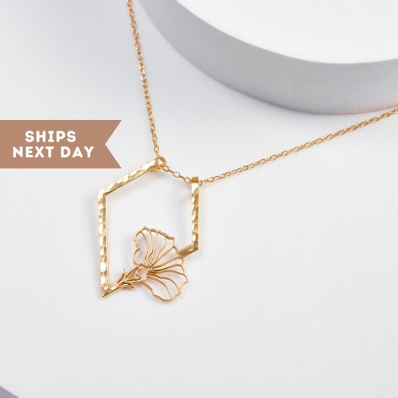 Mother's Day Gifts | September Flower - Morning Glory Flowers Necklace | Gift for Bridesmaids | Birthday | Flora - Ring holder necklaces