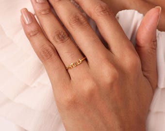 Anillo con nombre hebreo TSK de plata - Nombre judío - Fuente hebrea - Día de la Madre - Regalos de Navidad