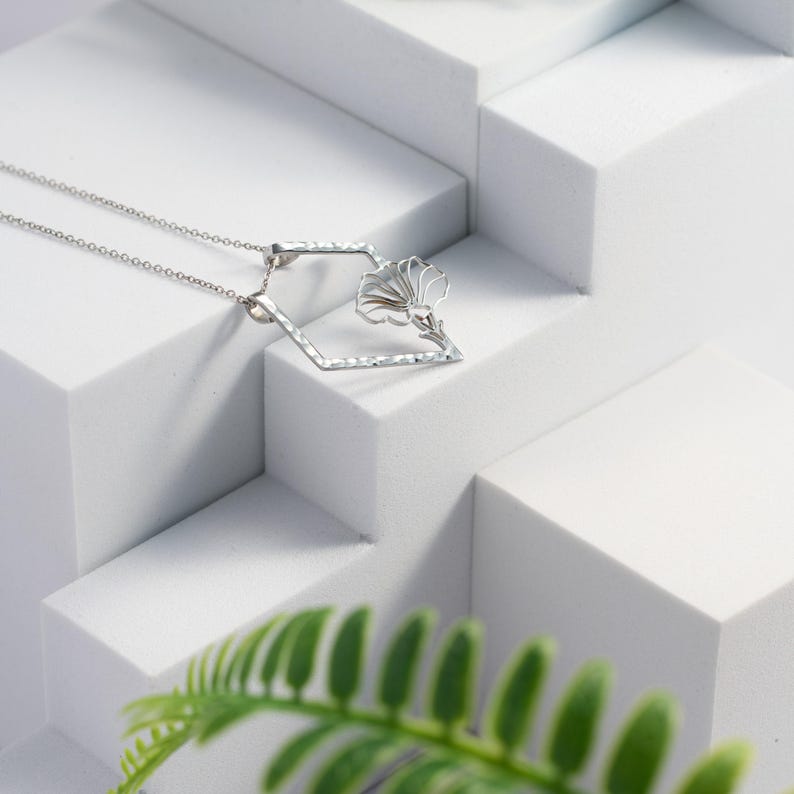 Mother's Day Gifts | September Flower - Morning Glory Flowers Necklace | Gift for Bridesmaids | Birthday | Flora - Ring holder necklaces STAINLESS STEEL
