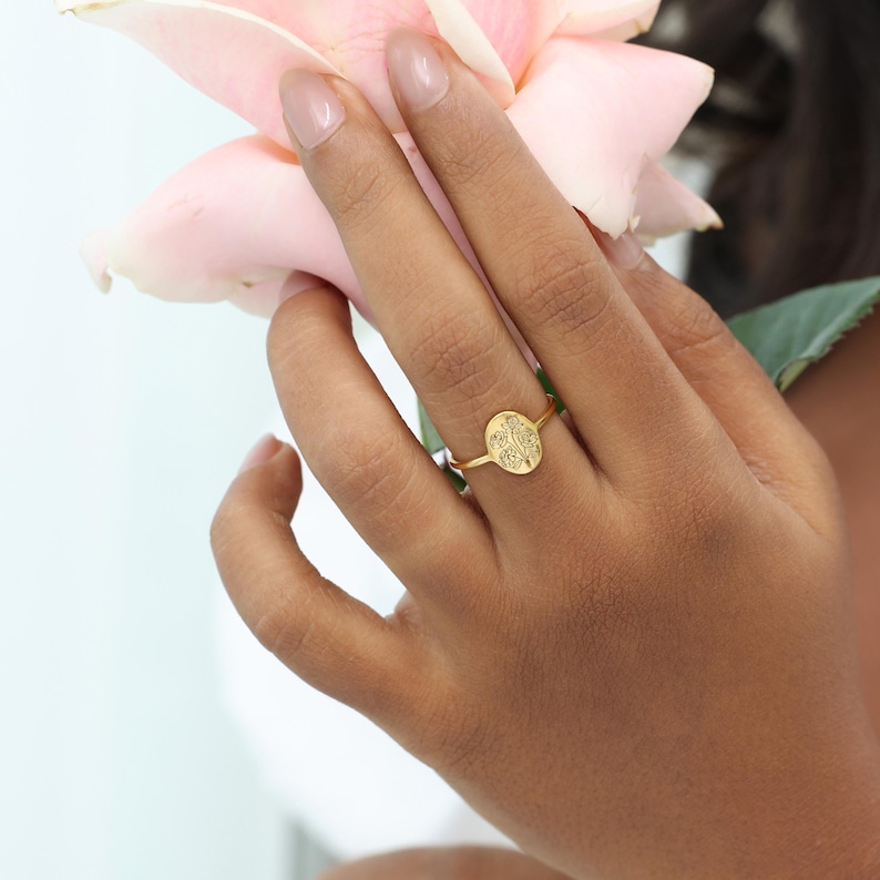 Family Florals Ring | Multiple Birth Flower Jewelry | Mother's Day Giftss | Christmas Gifts image 9