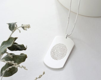 Dog Tag Necklace | Fingerprint Necklace |  Signature necklace | Handwriting Necklace | Memorial Necklace| Mother's Day Gift