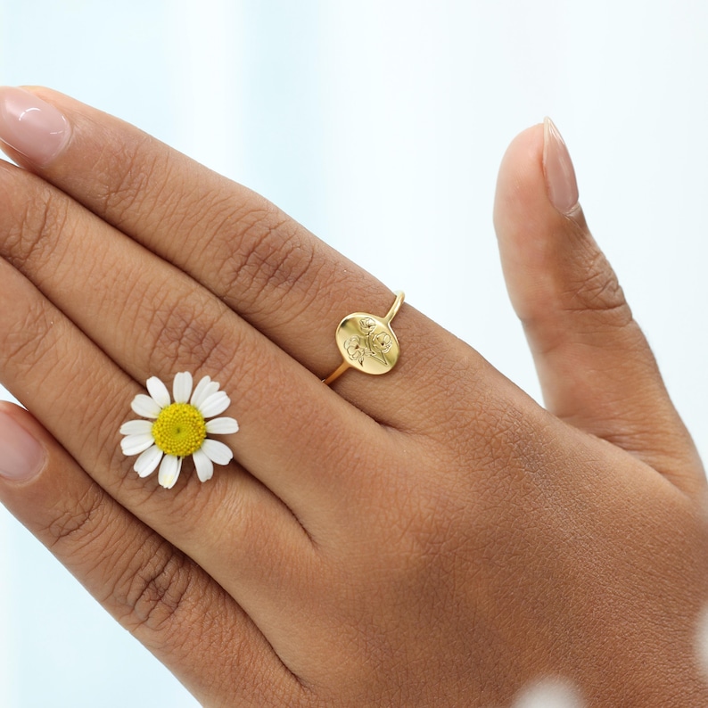 Family Florals Ring | Multiple Birth Flower Jewelry | Mother's Day Giftss | Christmas Gifts image 12