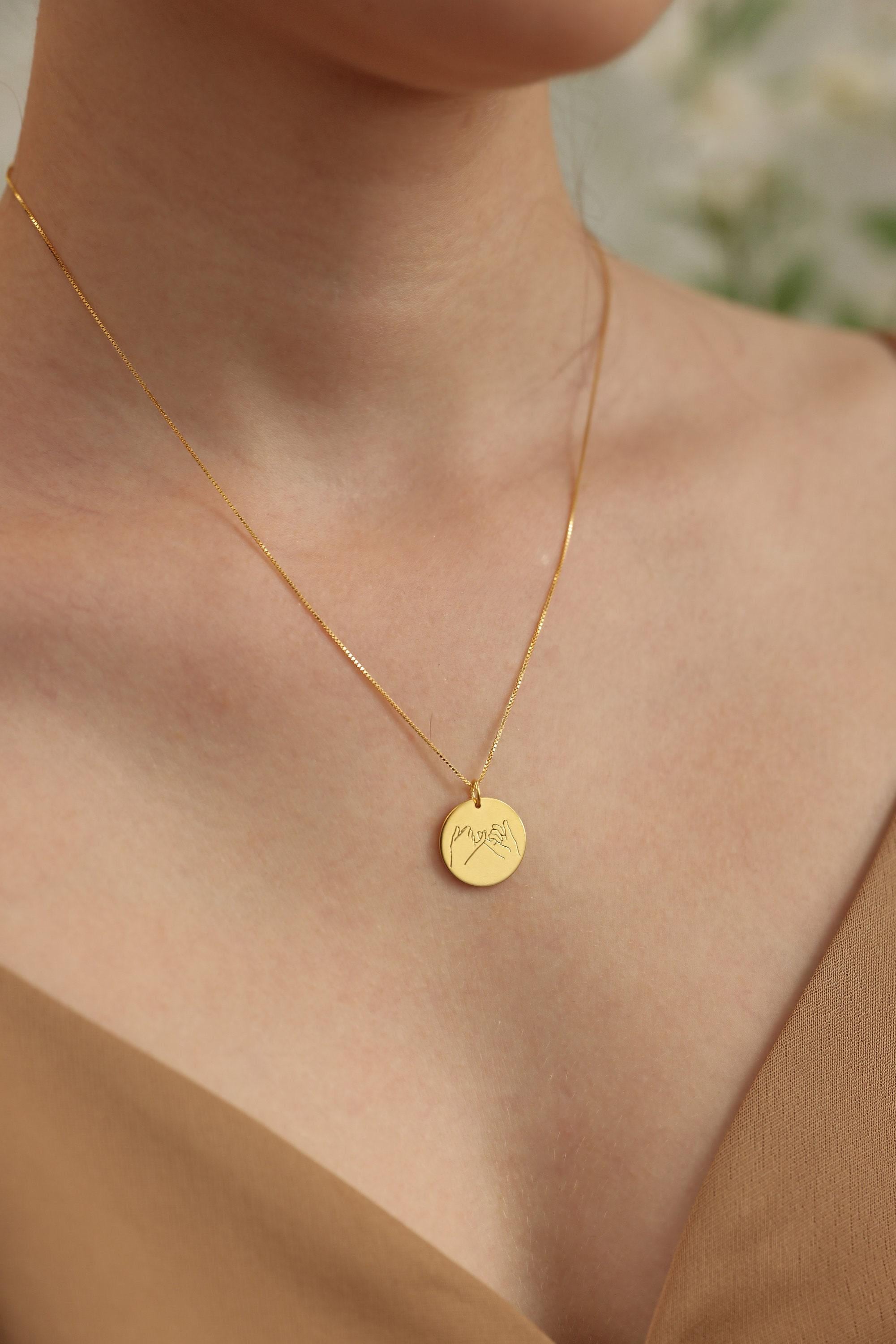 Pinky Promise Necklace Custom Friend Necklaces Gold Filled Jewelry Valentine Gifts