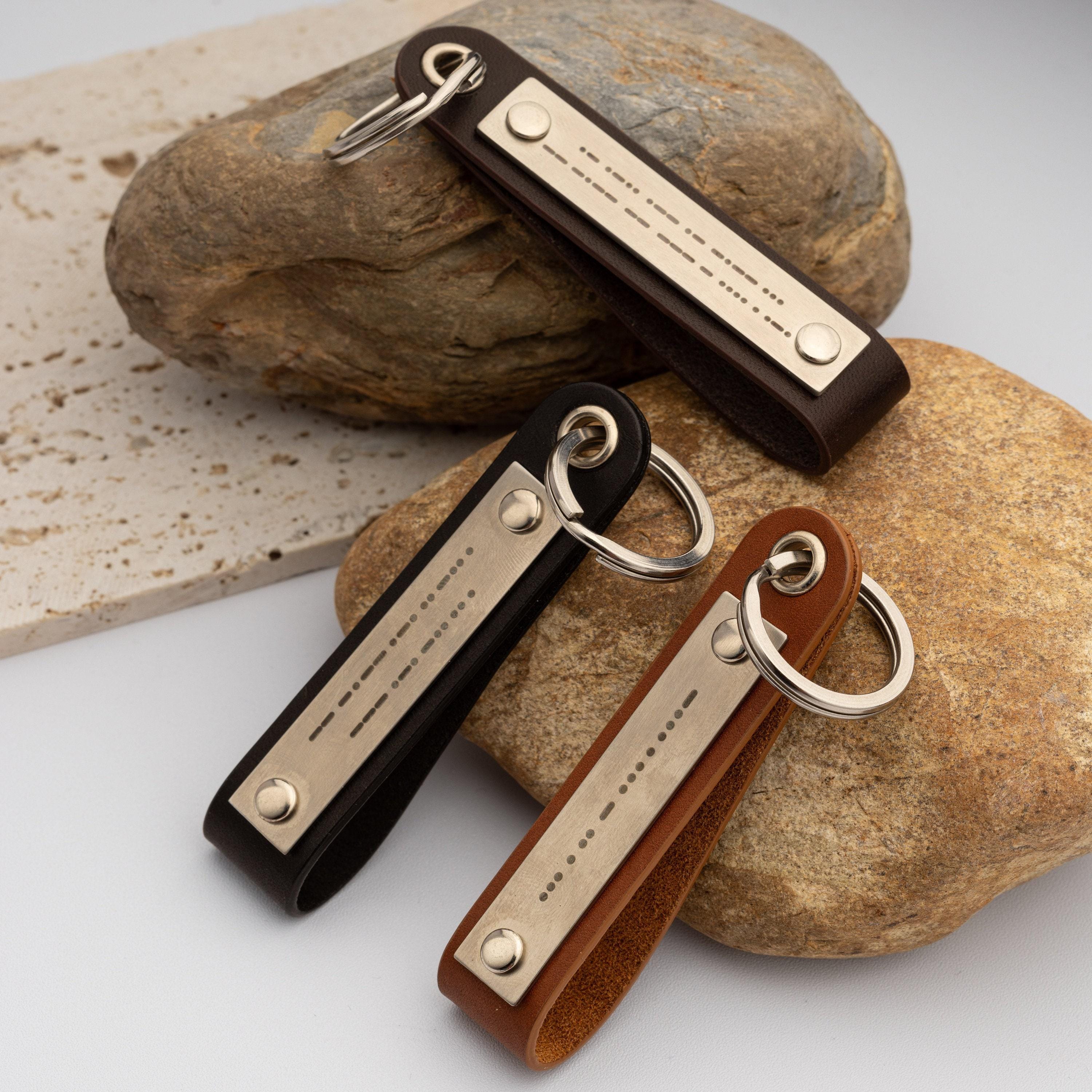 Morse Code Keychain| Custom Leather Keychains | Wedding Giveaway ...