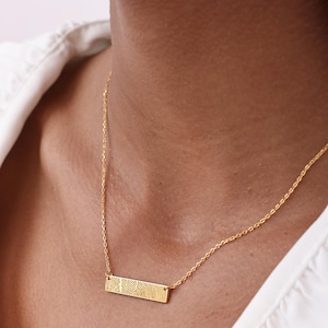 Horizontal Bar Fingerprint Necklace | Thumbprint/ Handwriting Necklaces TSK Silver | Mother's Day - Christmas Gifts