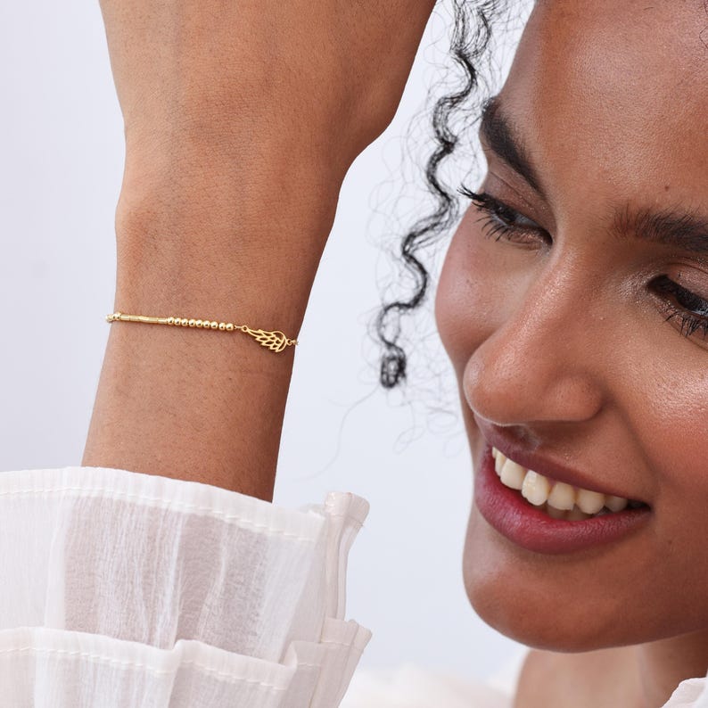 Pulsera con código Morse y dije de ala de ángel / Joyería con mensaje oculto personalizado / Regalos para el Día de la Madre imagen 2