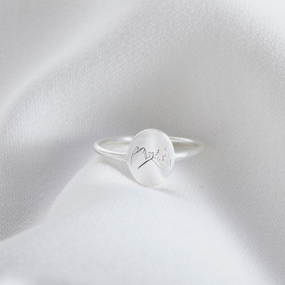 Silver Ring CUSTOM PINKY PROMISE Symbol Engraved on Outside Ring Double  Name Engraving Inside Ring With Date Anniversary Band Wife Husband - Etsy