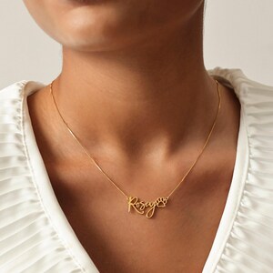 Collar personalizado con nombre de mascota y huella de pata / Joyería con nombre de perro/gato / Regalos para amantes de las mascotas imagen 3
