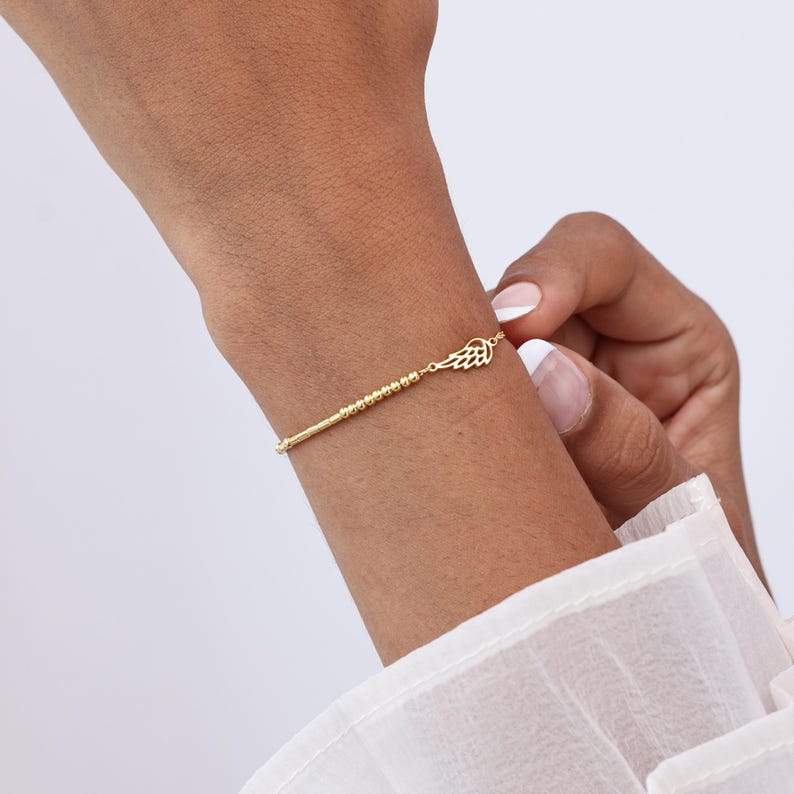 Pulsera con código Morse y dije de ala de ángel / Joyería con mensaje oculto personalizado / Regalos para el Día de la Madre imagen 5