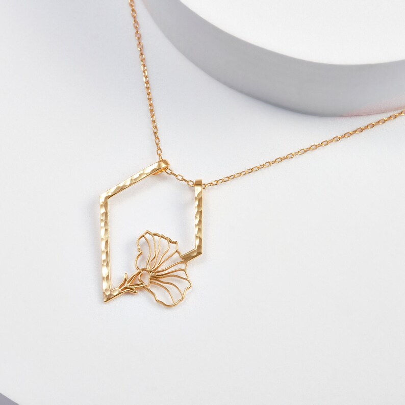 Mother's Day Gifts | September Flower - Morning Glory Flowers Necklace | Gift for Bridesmaids | Birthday | Flora - Ring holder necklaces 18K GOLD PLATED (S925 BASE)