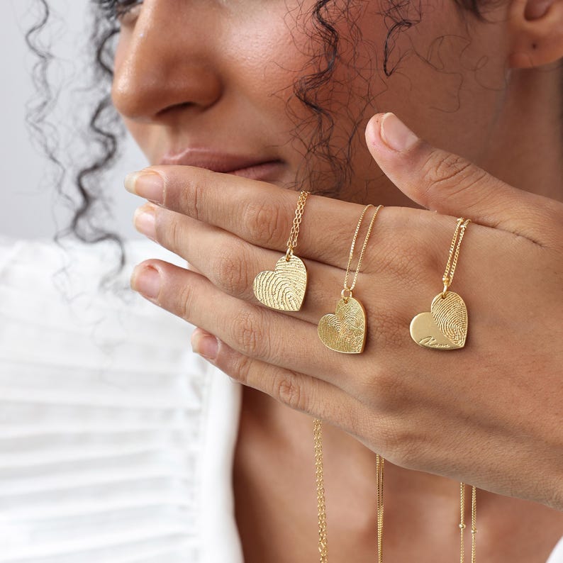 Fingerprint Heart Necklace | Signature/ Handwriting Memorial Jewelry | Mother's Day - Christmas Gifts image 6