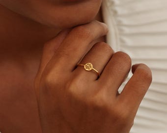 Custom Circle Dog Paws Ring | Nose Paw Print Jewelry | Mother's Day - Christmas Gifts