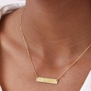 Horizontal Bar Fingerprint Necklace | Thumbprint/ Handwriting Necklaces TSK Silver | Mother's Day - Christmas Gifts image 2