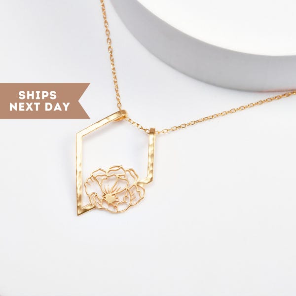 Mother's Day Gifts | November BirthFlower - Peony Flowers Necklace | Birthday | Flora -  Ring holder necklaces