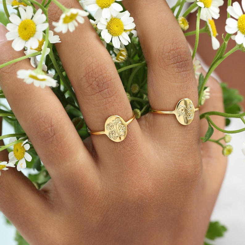 Family Florals Ring | Multiple Birth Flower Jewelry | Mother's Day Giftss | Christmas Gifts image 3