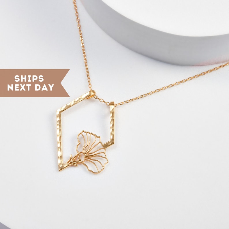 Mother's Day Gifts | September Flower - Morning Glory Flowers Necklace | Gift for Bridesmaids | Birthday | Flora - Ring holder necklaces Bild 1