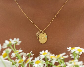 Custom Nose Print Oval Necklace with Angel Wing – Personalized Pet Jewelry by TSK Silver