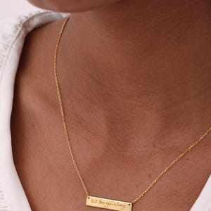 Horizontal Bar Fingerprint Necklace | Thumbprint/ Handwriting Necklaces TSK Silver | Mother's Day - Christmas Gifts image 8
