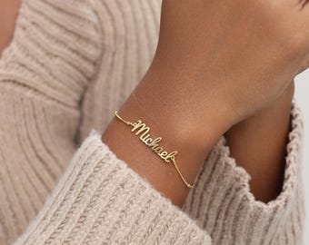 Custom Name Bracelet with & Ball Chain TSK Silver | Personalized Script Bracelets | Christmas Gifts