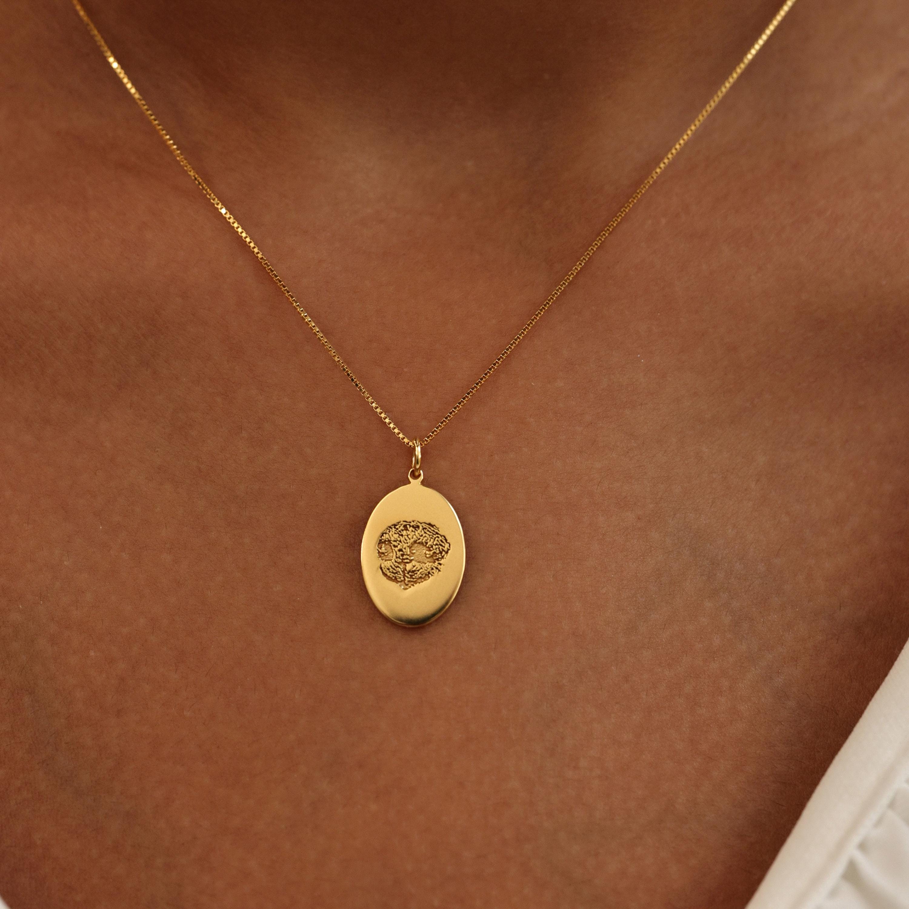 Pet Nose Print Necklace - Dog Paw Print Oval Necklace - Memorial Gift - Oval Pendant Jewelry - Pet Lovers Gifts - Mother's Day Gift