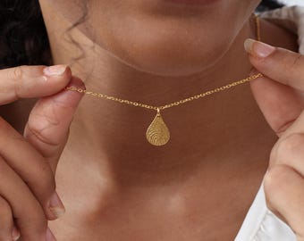 Tear Drop Fingerprint/ Thumbprint necklace | Signature/ Handwriting Remembrance Jewelry | Mother's Day - Christmas Gifts
