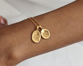 Custom Pet Paw Oval Necklace | Paw Print Jewelry | Gift For Pet Lovers | Christmas Gifts