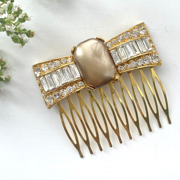 1950s Vintage Pearl Hair Comb, Pearl Hair Comb Real Vintage, Vintage Pearl Bridal Hair Comb, Art Deco Hair Accessories, 50th Birthday Gift