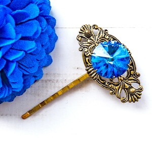 Vintage Hair Clip For Wedding, Blue Wedding Hair Accessories Vintage, 1930s Hair Pin Blue, Something Blue For Bride, Bride To Be Gift