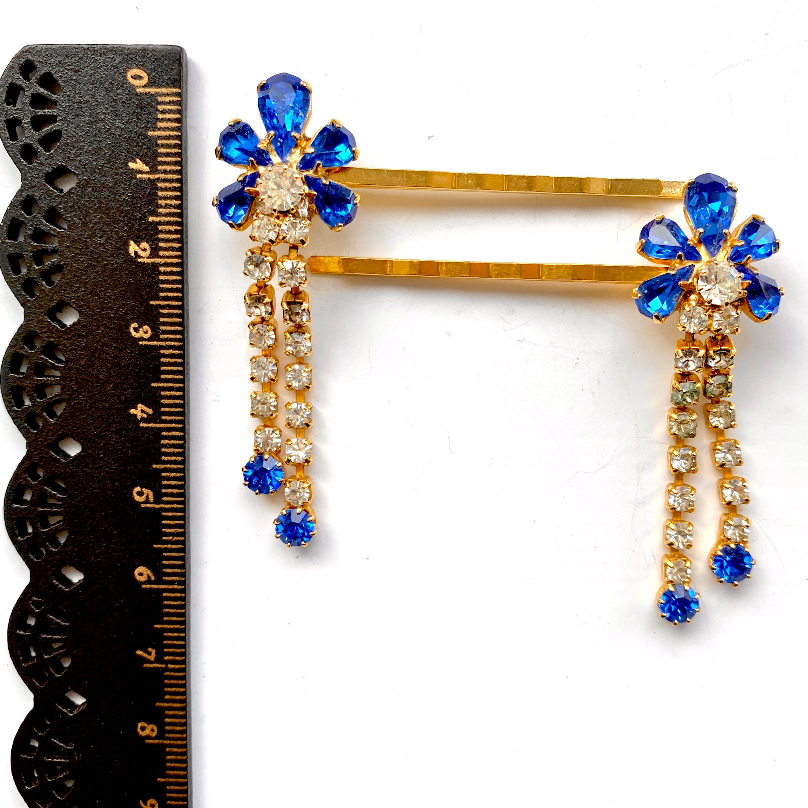40 Stück Blumen-Haarnadeln Mit Strass, Weiß/blau – Haarspangen Für Hochzeit, Party Oder Brautschmuck