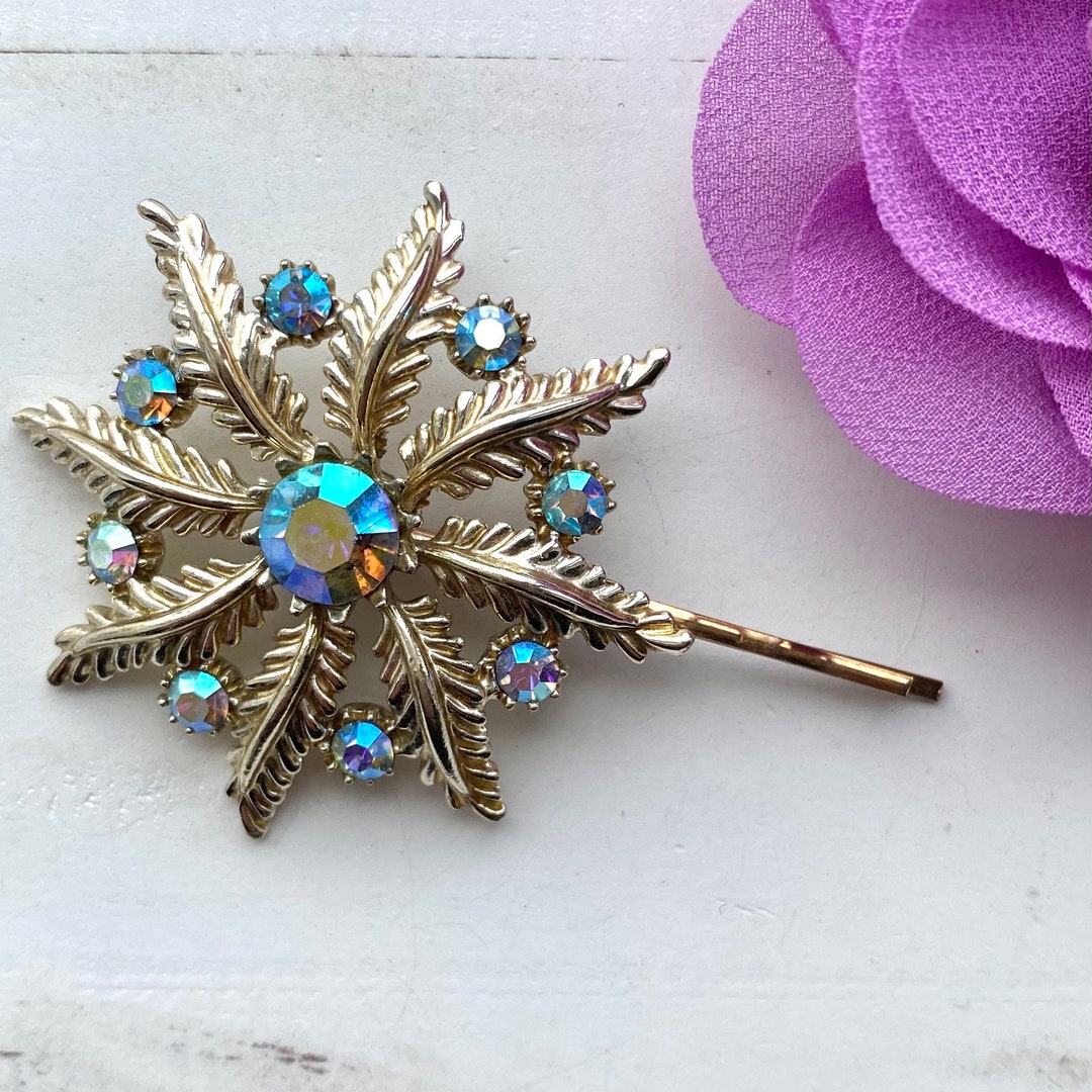 Vintage Blue Jewelled Hair Pin Blue Vintage Bobby Pin Blue Etsy