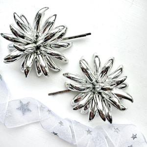 Star Hair Clips Vintage 1980s, Bridal Hair Pins For Celestial Wedding, Christmas Hair Accessories For Women, Silver Star Hair Pins Vintage