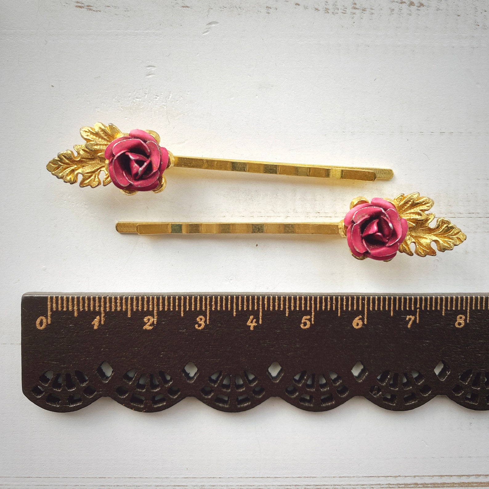Vintage Red Hair Pins Vintage Rose Hair Clips Red Rose Hair Etsy