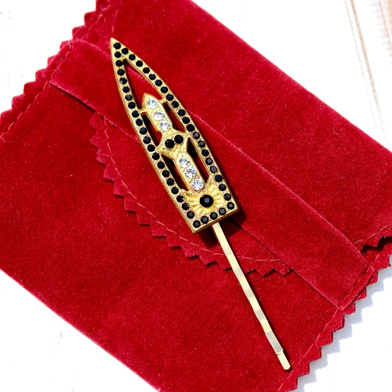 Art Deco Hair Pin Art Deco Hair Clip Vintage Black Hair Etsy