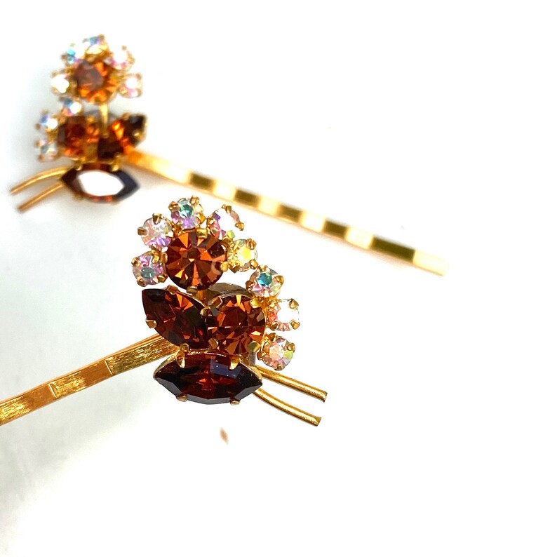 Vintage Hair Clips Rhinestone Hair Pins Rhinestone Hair Etsy UK