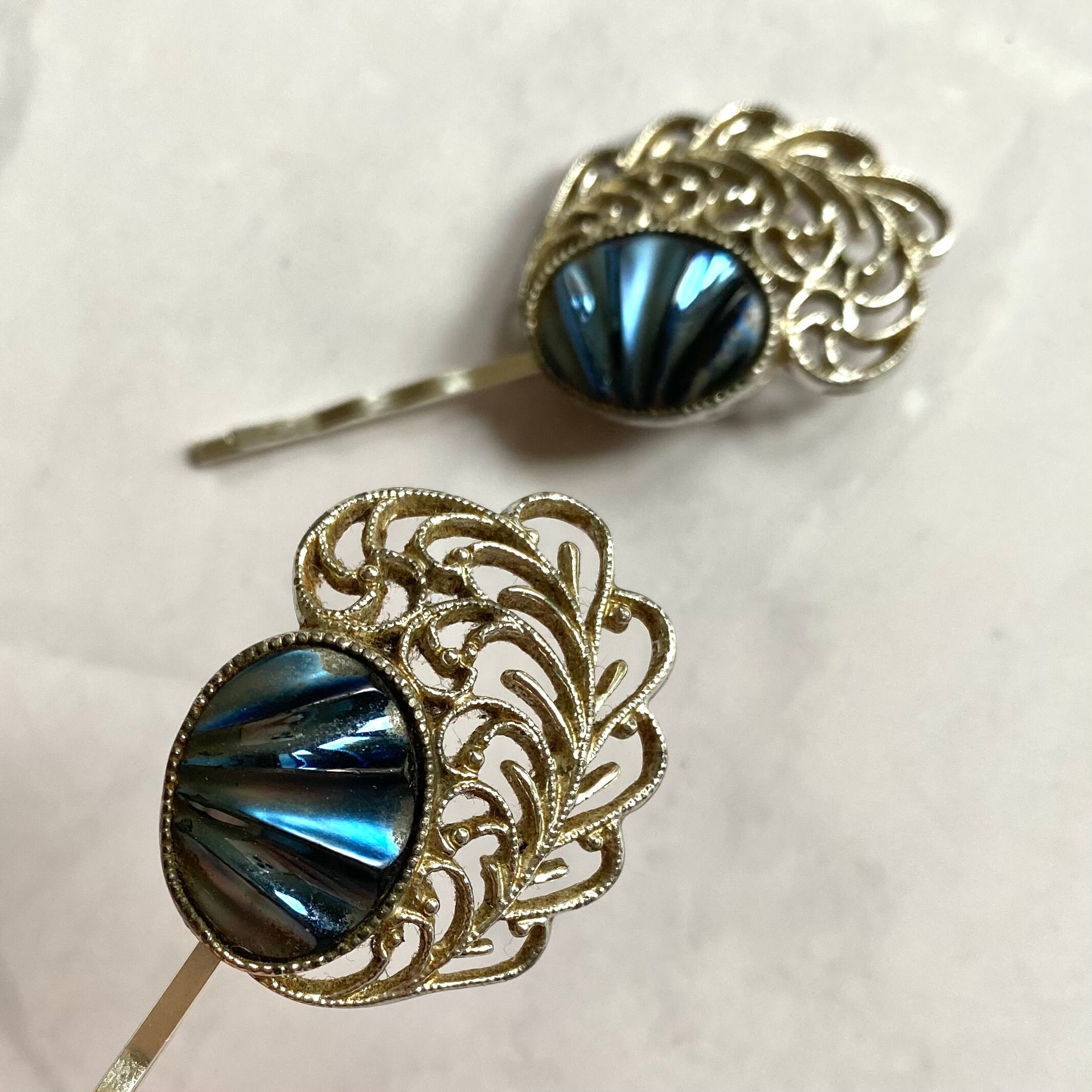 Vintage Blue Hair Pins Something Blue For Bride Navy Blue Etsy