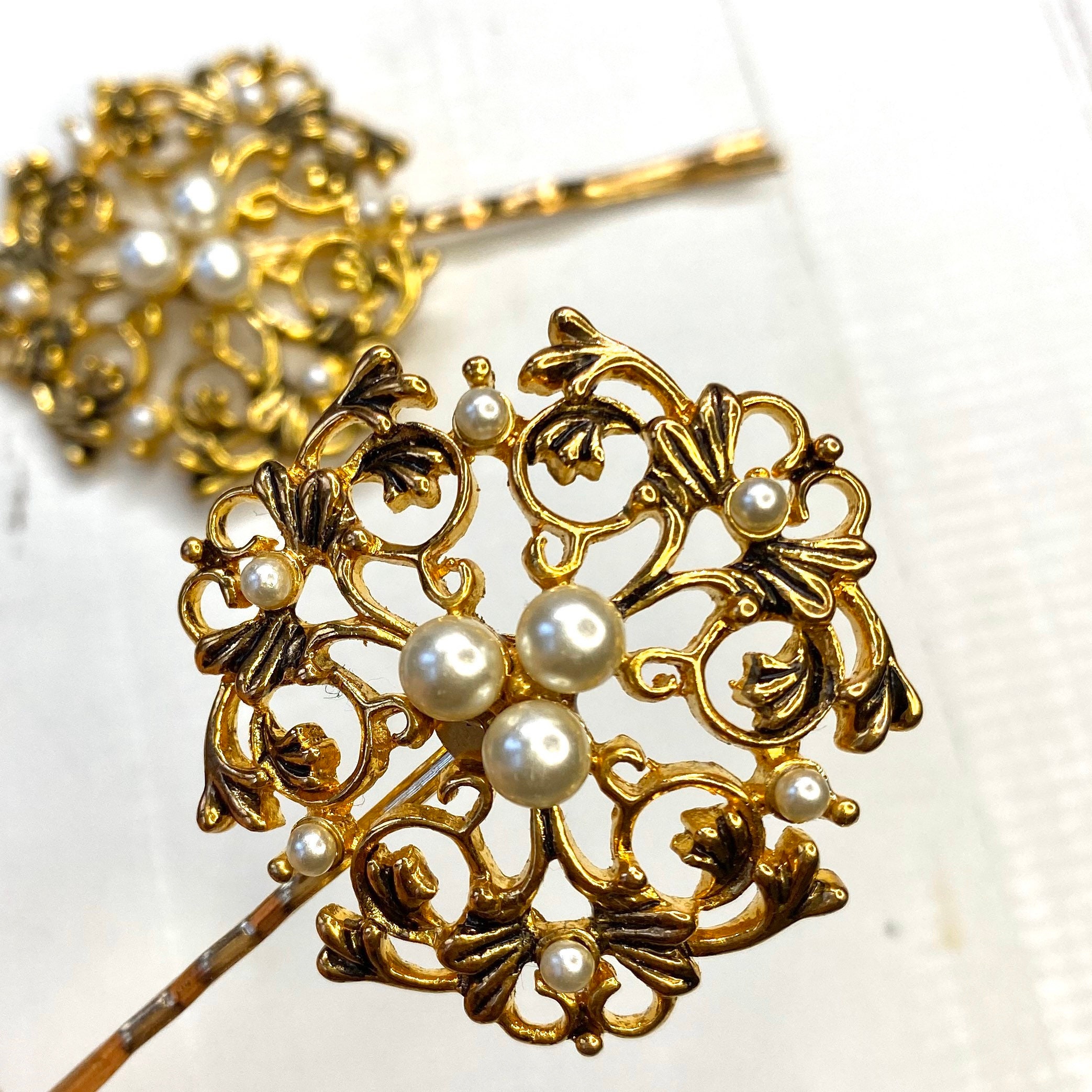 Vintage Gold Hair Pins Vintage Gold Wedding Hair Clips Etsy
