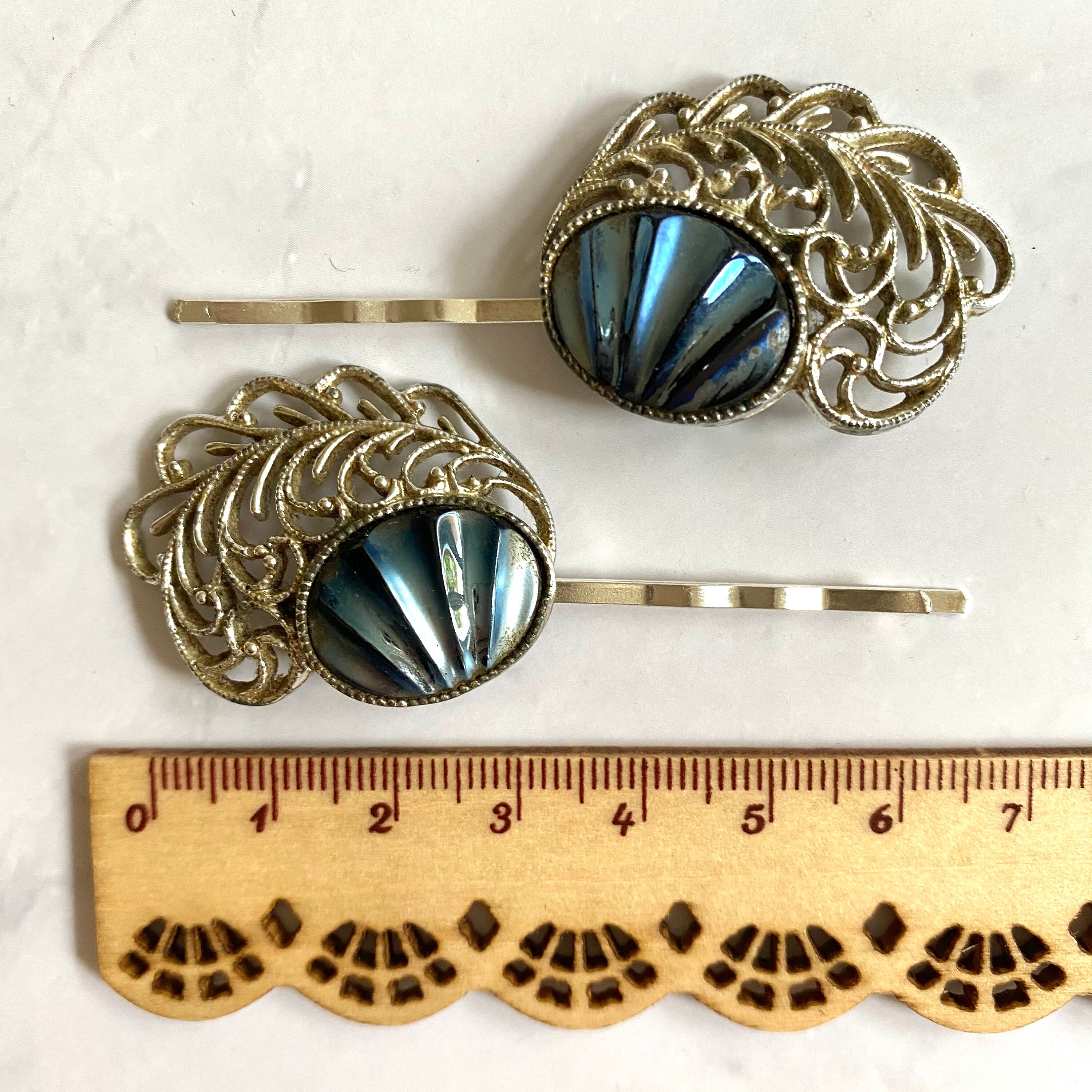 Vintage Blue Hair Pins Something Blue For Bride Navy Blue Etsy