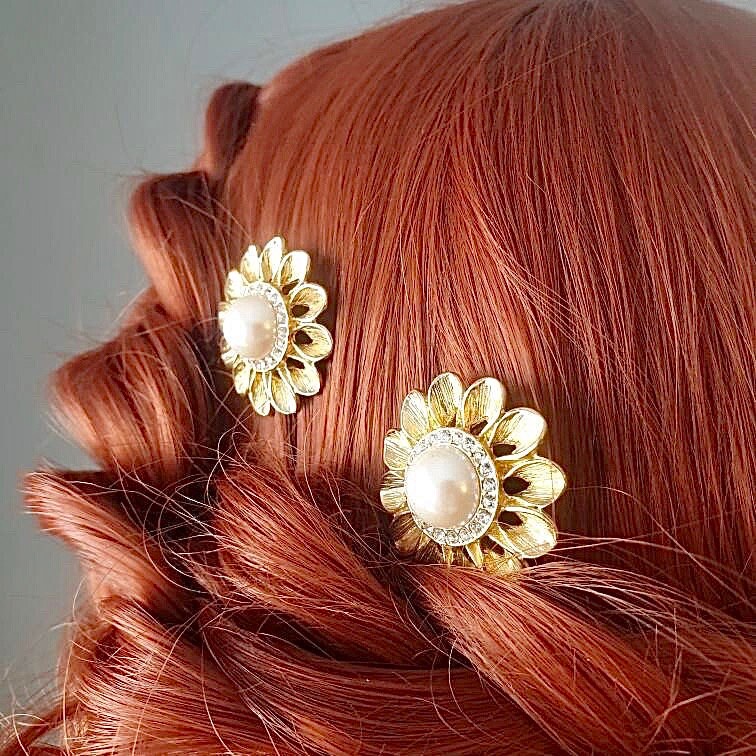 Vintage Gold Hair Clips Vintage Gold Hair Pins Vintage Etsy