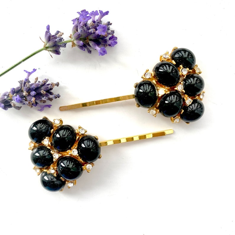 Art Deco Hair Clips Vintage Black Hair Pins 1950s Hair Etsy UK