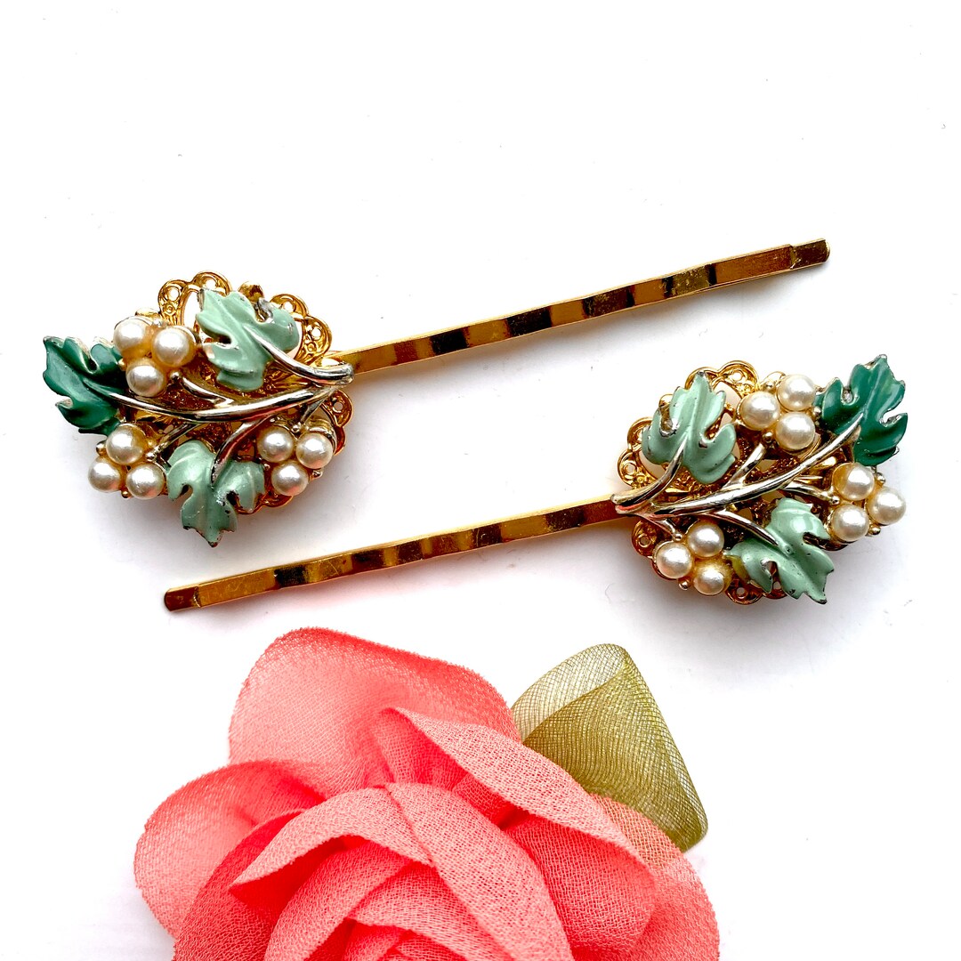 Vintage Green Hair Clips Sage Green Hair Clips for Wedding Etsy