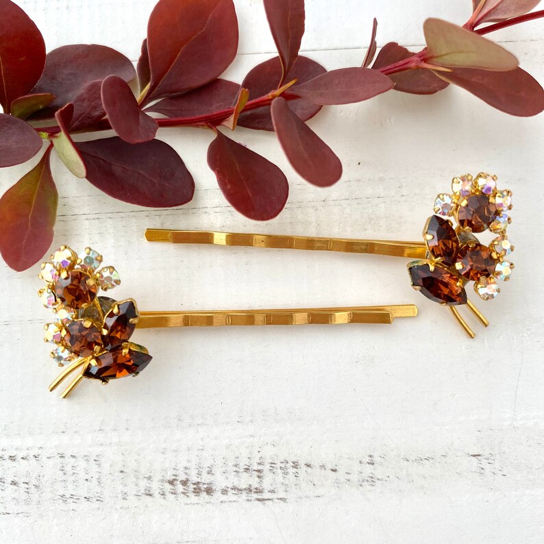 Vintage Hair Clips Rhinestone Hair Pins Rhinestone Hair Etsy UK