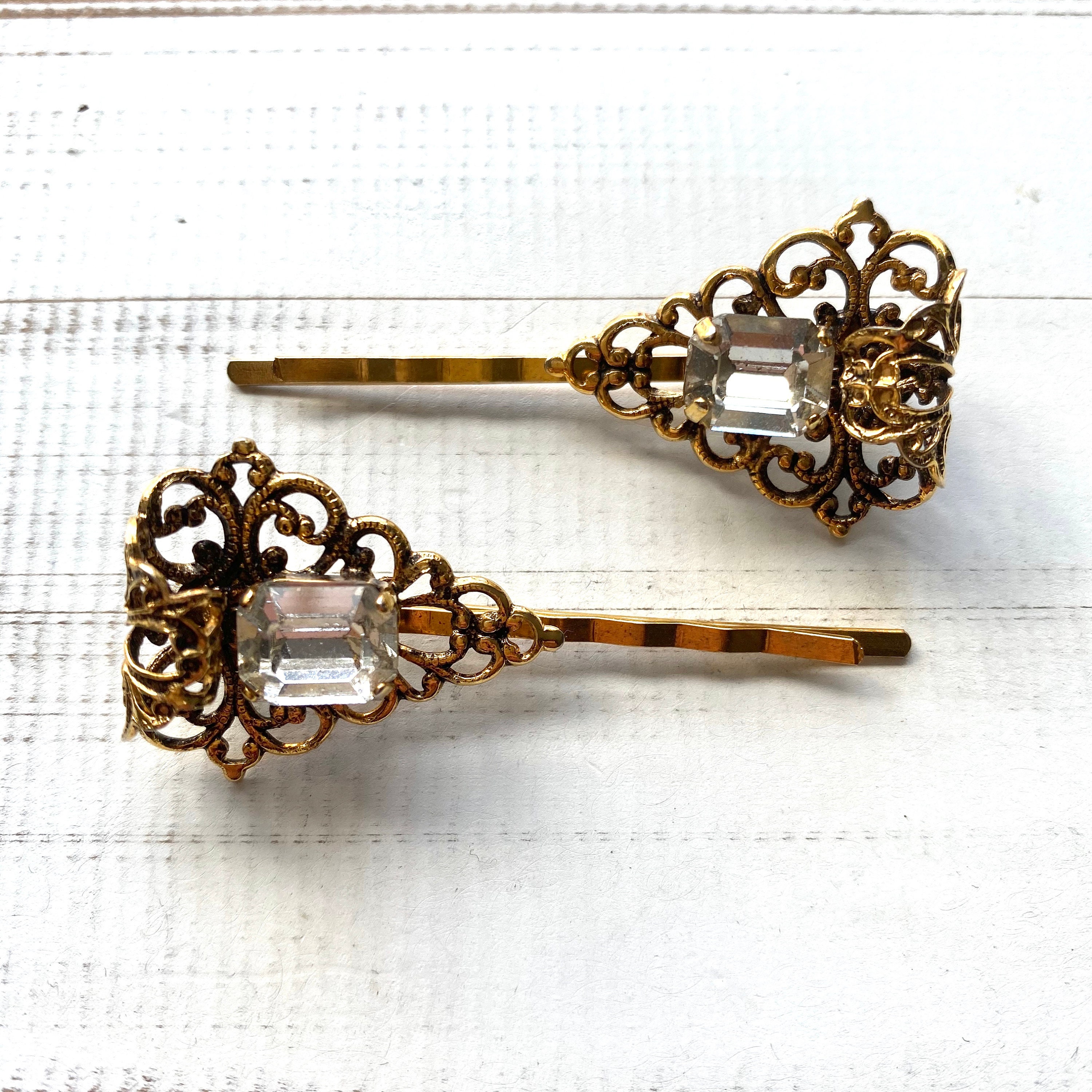 Vintage Victorian Hair Clips Vintage Gold Hair Clips Etsy UK