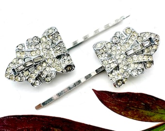 Vintage Art Deco Hair Pins, Art Deco Hair Clips, Vintage 1920s Hair Pins: Antique Bridal Hair Accessories Handmade From Vintage Jewellery